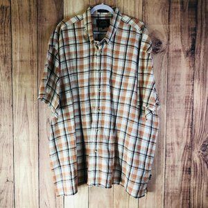 BD Baggies Madras Plaid Short Sleeve Button Down Shirt Orange Ivory Mens Size 4X